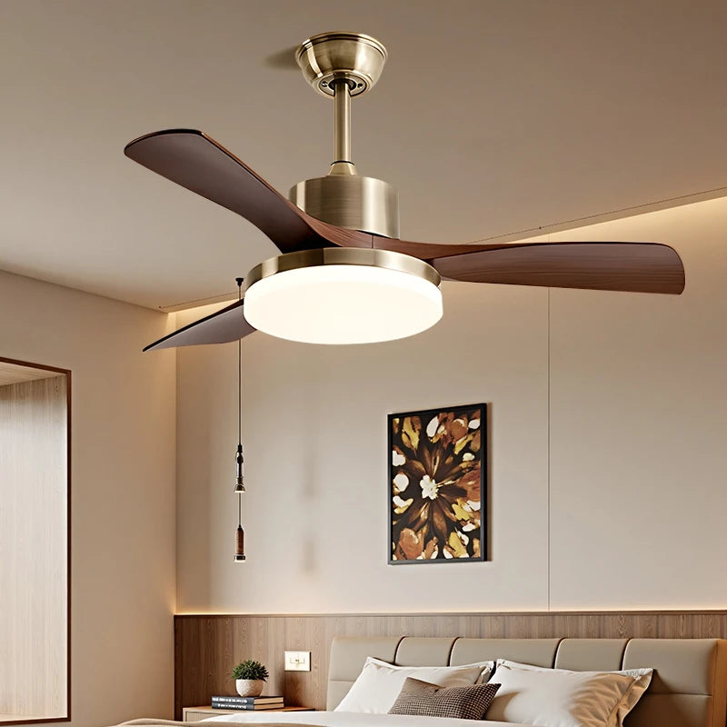 Nordic Retro Bedroom Living Room Dining Room Bedroom Electric Fan Ceiling Fan Lighting Fixtures Electric Fan Strong Wind Force