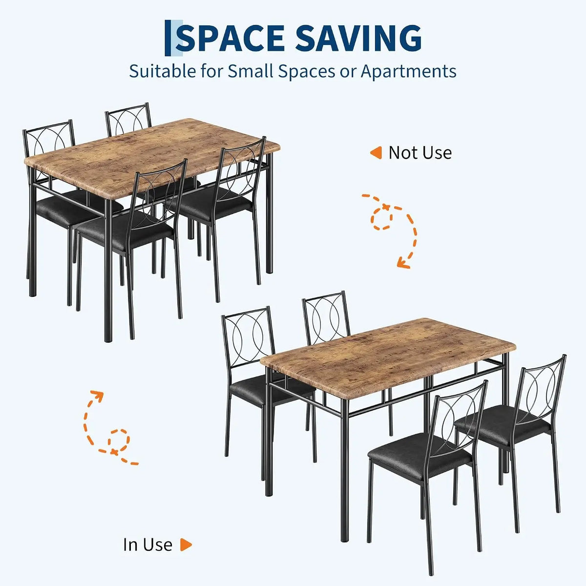 TWISTER.CK Farmhouse Dining Table Set With Upholstered Chairs for Small Spaces