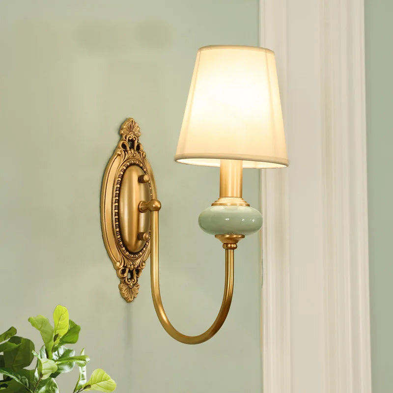 ENERLORD All Copper Ceramic Wall Lamp Single Head For Bedroom