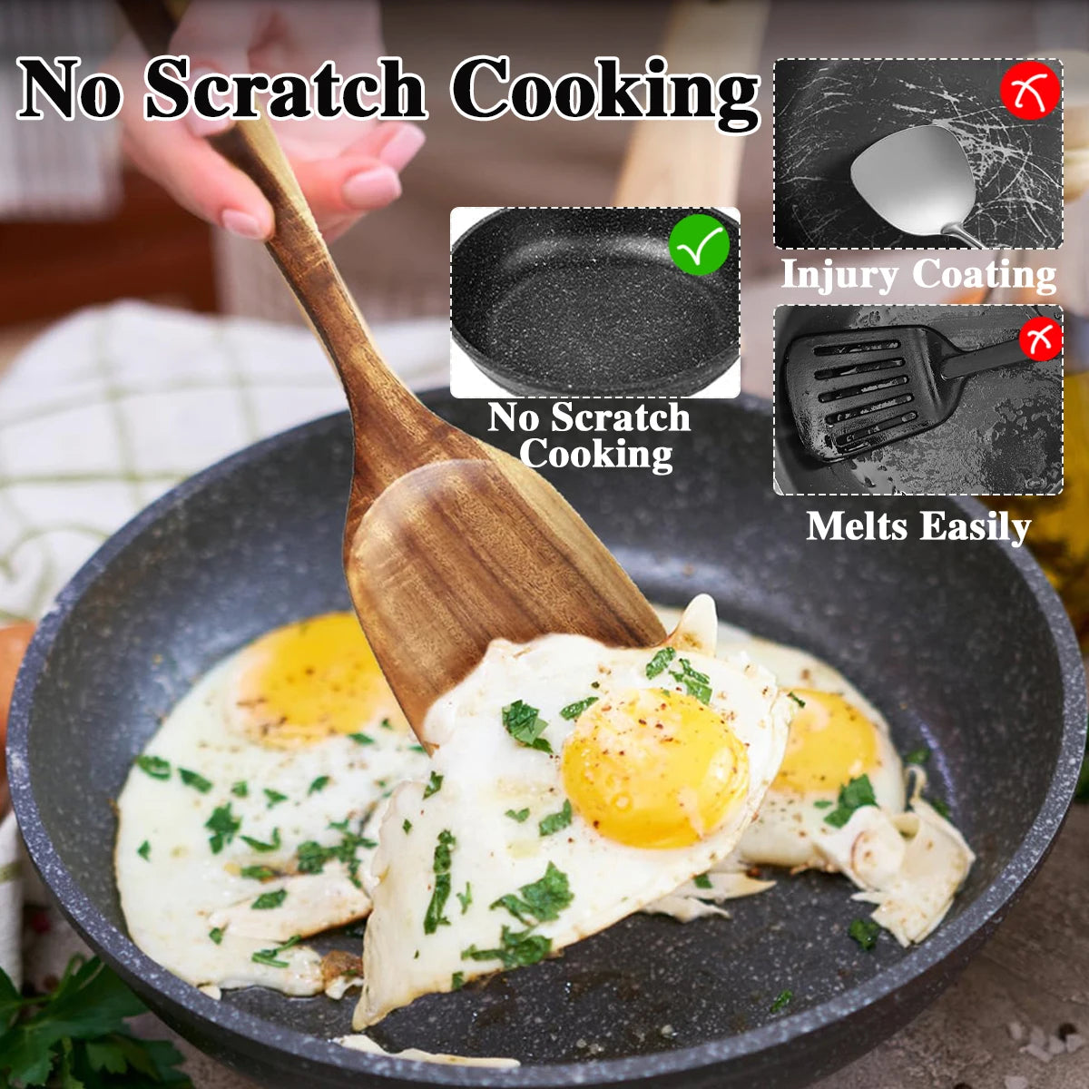 Wooden Spoons Set 10 Pieces Kitchen Utensils For Cooking