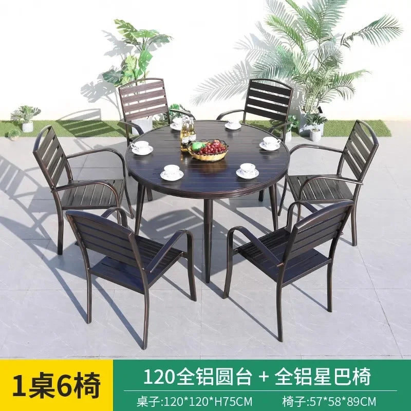 Outdoor Aluminum Alloy Patio Table And Chairs Set For Courtyards