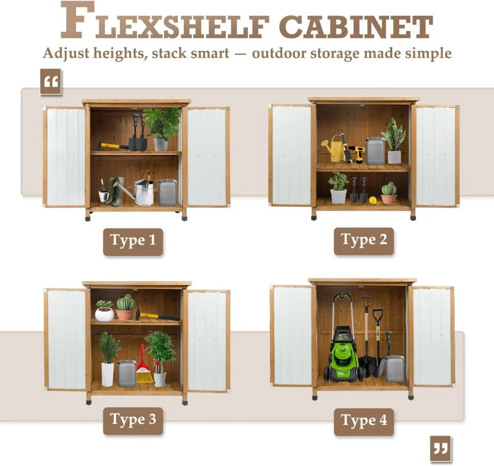 Outdoor Storage Cabinet Waterproof Lockable Shelves Patio Garden Pool Organizer