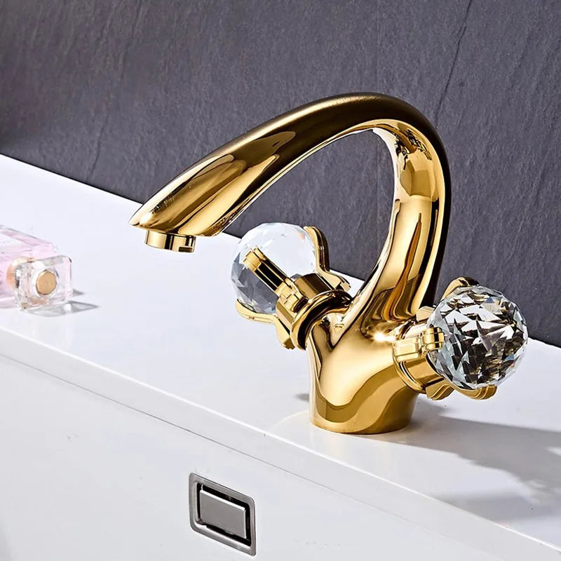 Smvp Golden Bathroom Washbasin Faucet Modern Multifunctional Hot Cold Mixer
