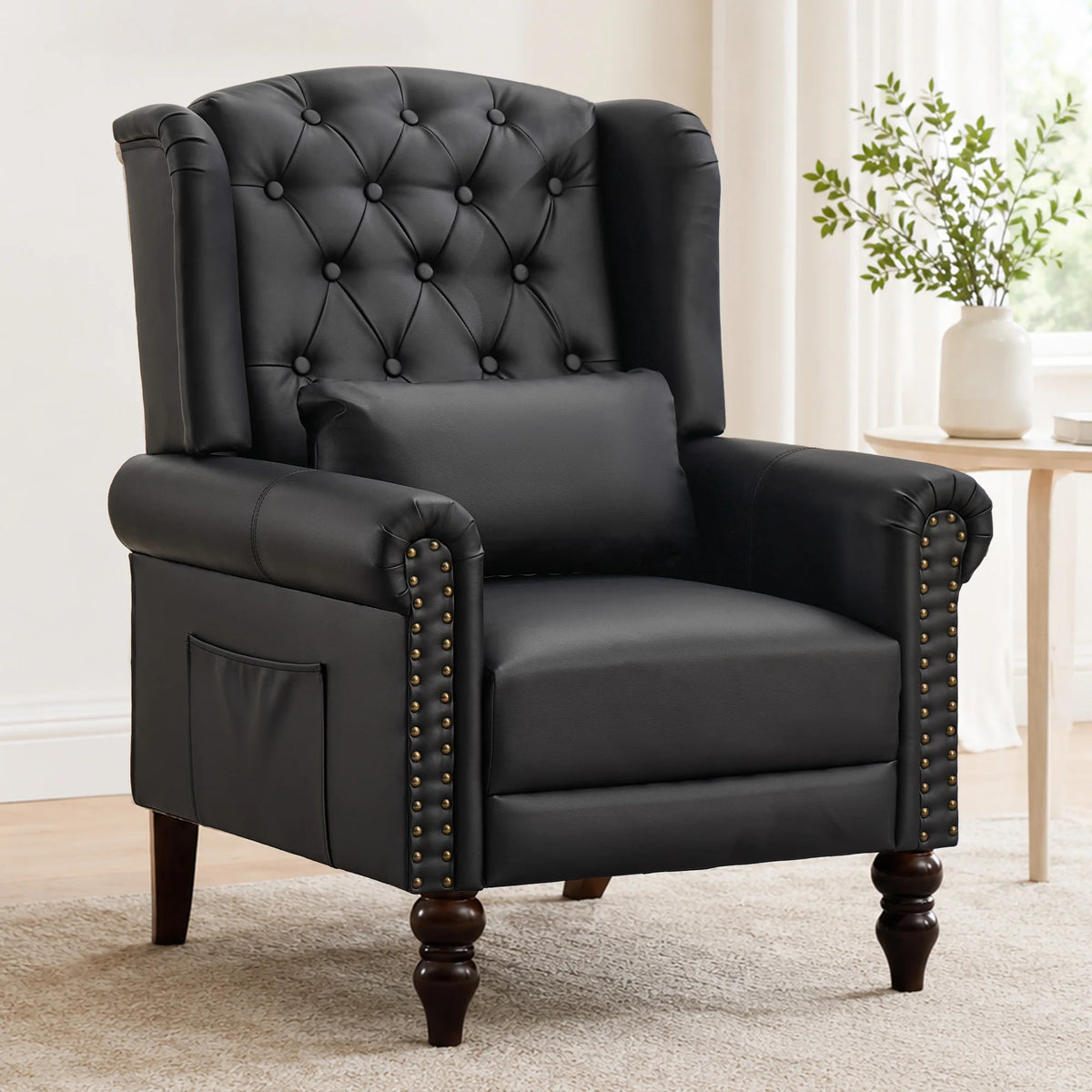 TCGBKAF Vintage Floral Wingback Club Accent Chair With Arms