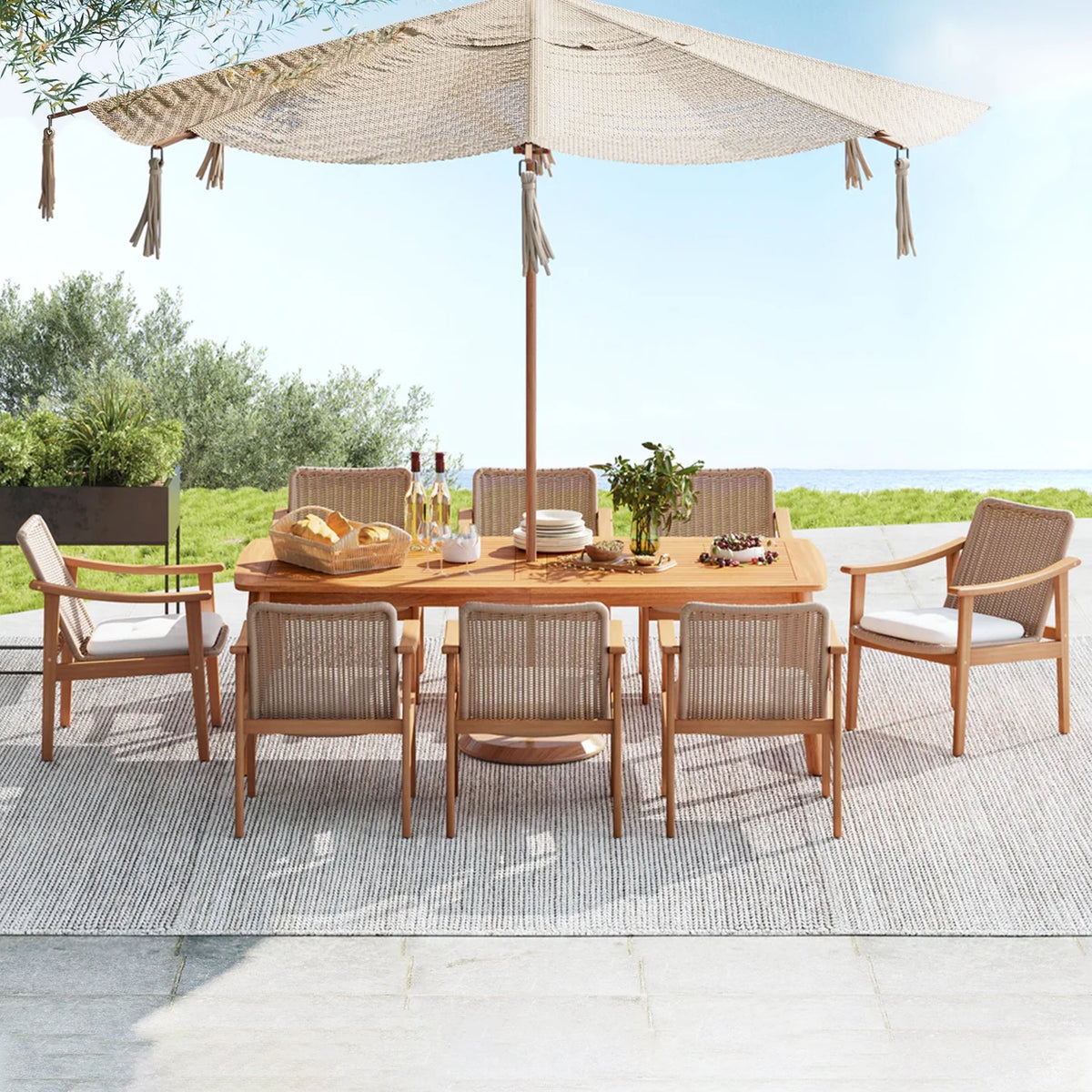 Outdoor Wooden Table And Chair Set For Garden And Patio Furniture
