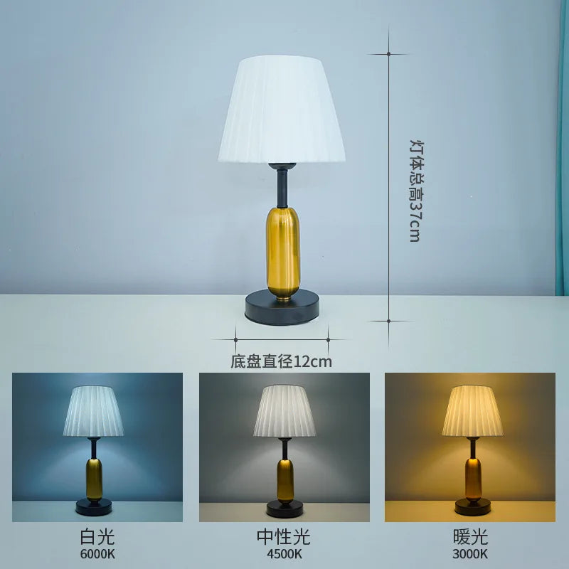European Retro Desk Lamp Nordic Style With Remote Control Bedside Night Light