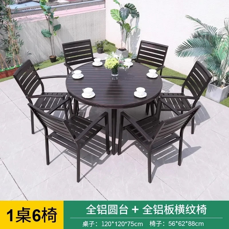 Outdoor Aluminum Alloy Patio Table And Chairs Set For Courtyards