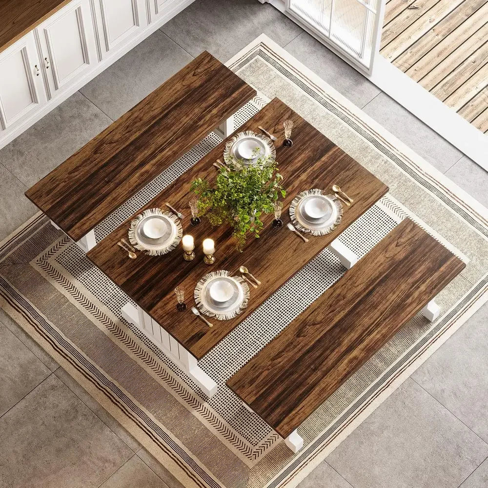 Dining Table Set For Four With Benches Modern Space Saving
