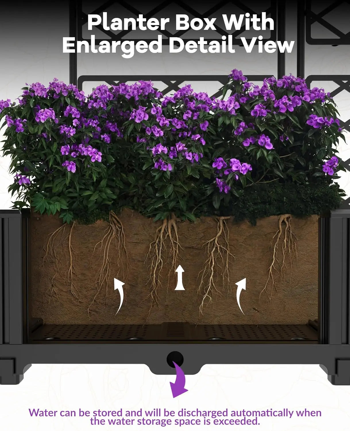 Outdoor Raised Planter Box Set With Trellis For Climbing Plants