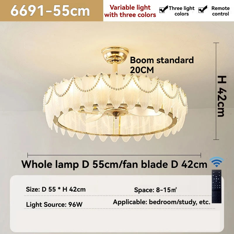 Yue Huqin Crystal Chandelier Ceiling Fan Pendant Light
