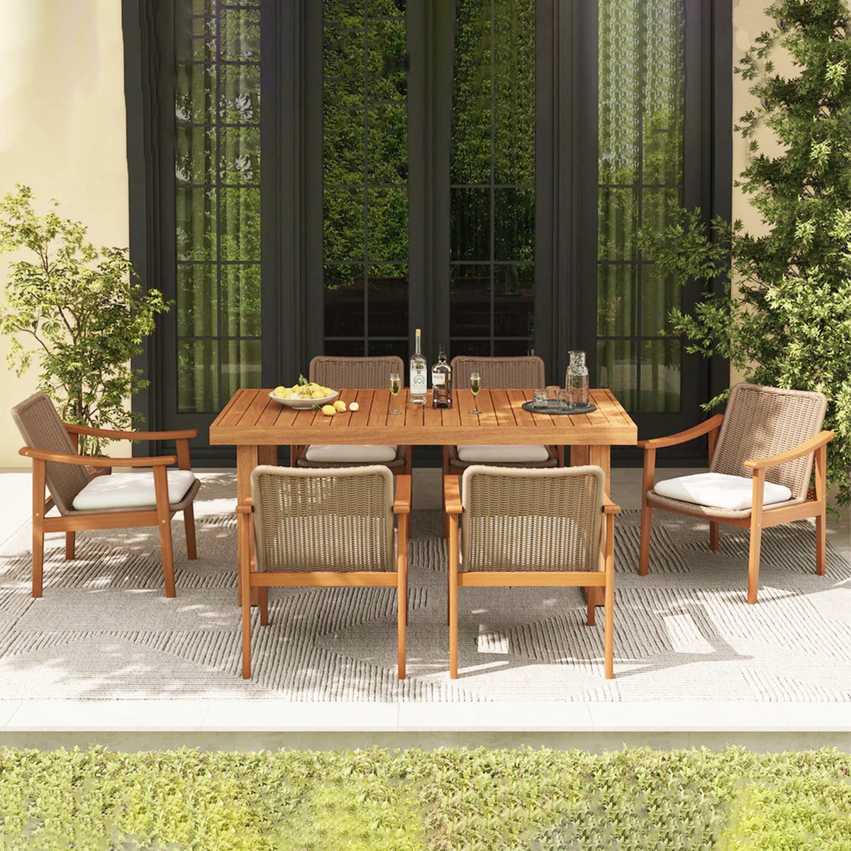 Outdoor Wooden Table And Chair Set For Garden And Patio Furniture