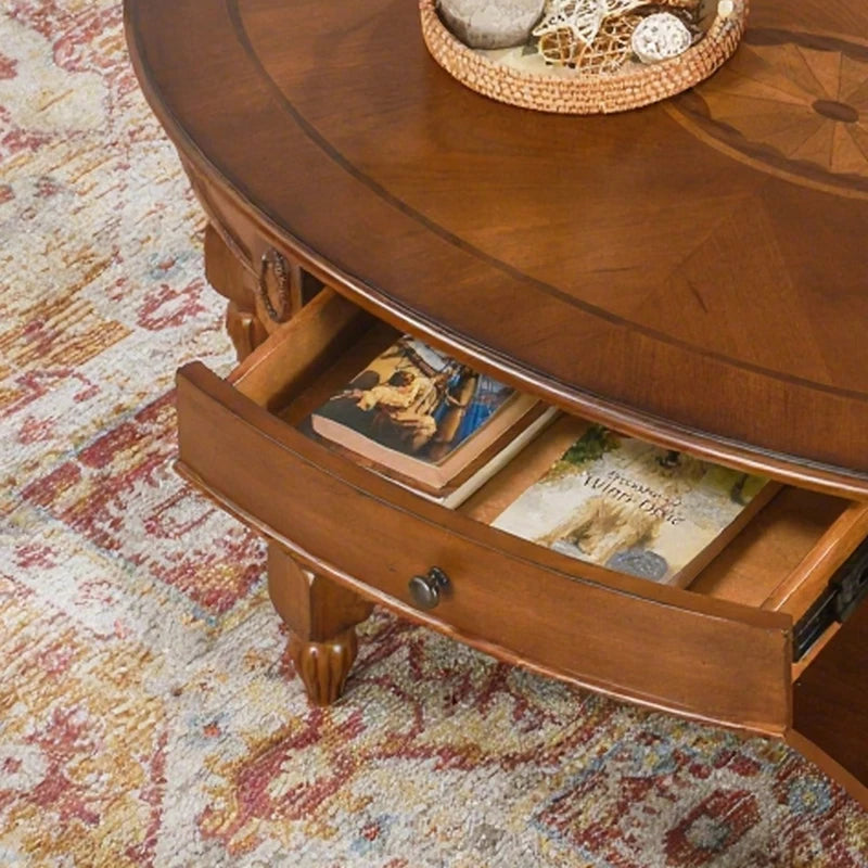 American Classic Coffee Tables With Drawers Storage Retro Oval Coffee Tables Luxury Elegant Mesas De Café Furniture Home