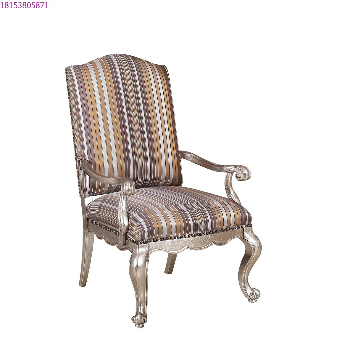 Retro European Style Upholstered Leisure Chair With Wood Frame