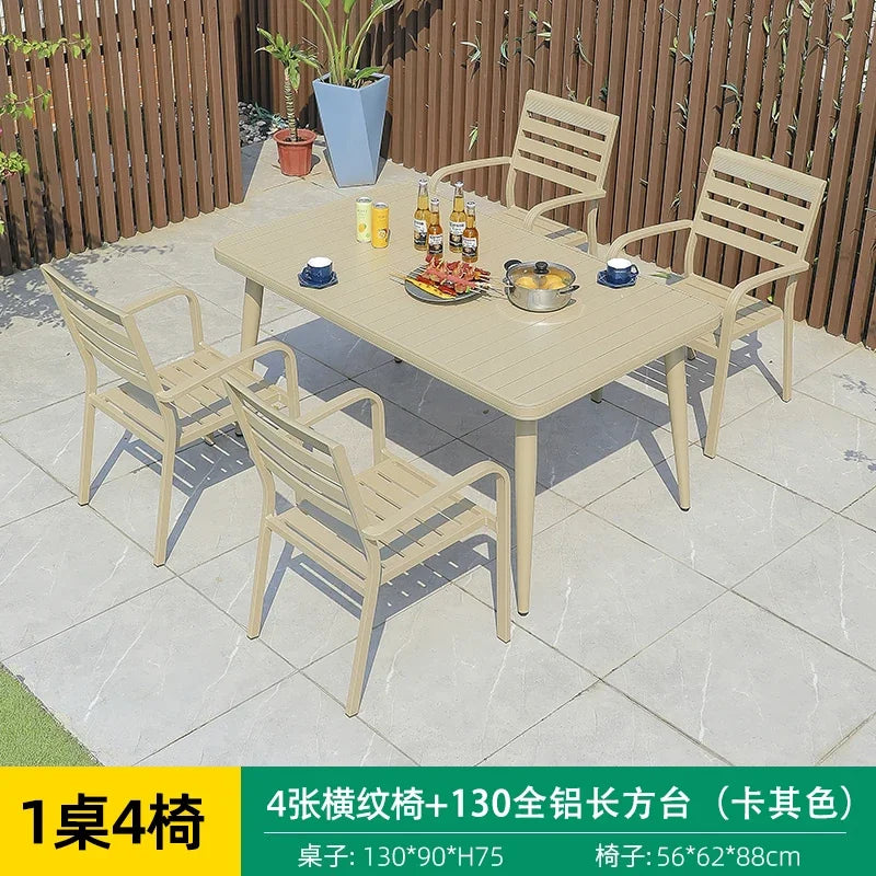 Outdoor Aluminum Alloy Patio Table And Chairs Set For Courtyards