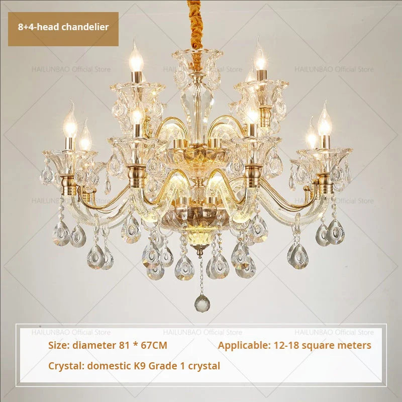 Hot European Style Villa Duplex Living Room Candle Crystal Chandelier Fashion Hotel Lobby Lobby Project Simple Lighting Lighting