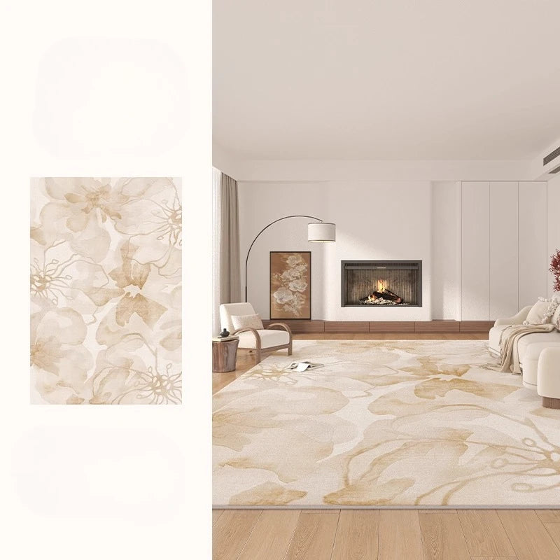 Maillard Style Carpets for Living Room Light Luxury Bedroom Decor Carpet Fluffy Soft French Floral Rug Home Thicken Plush Mat