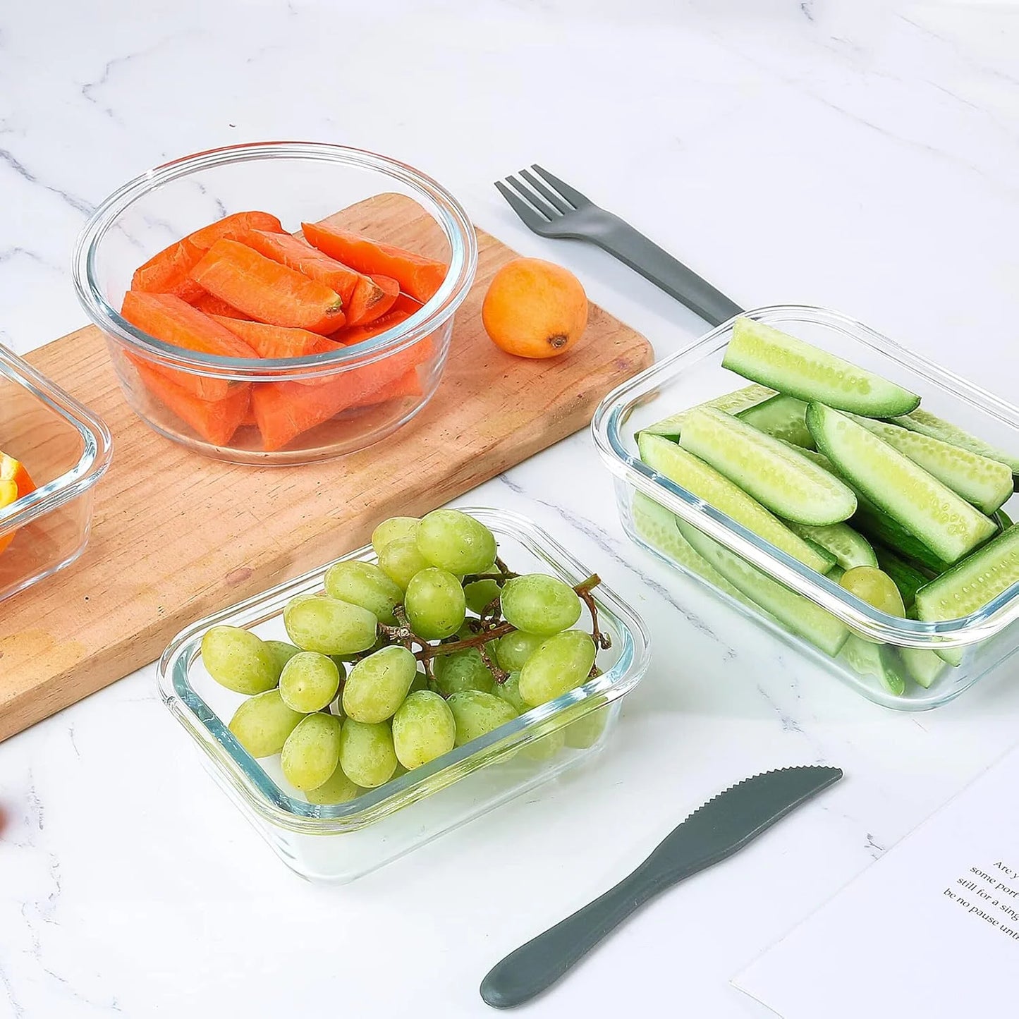 Glass Food Storage Containers Set Twelve Pieces With Airtight Lids