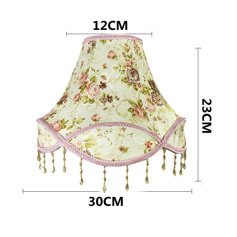 Vintage Floral Lampshade With Bead Trim For Nordic Home Decor