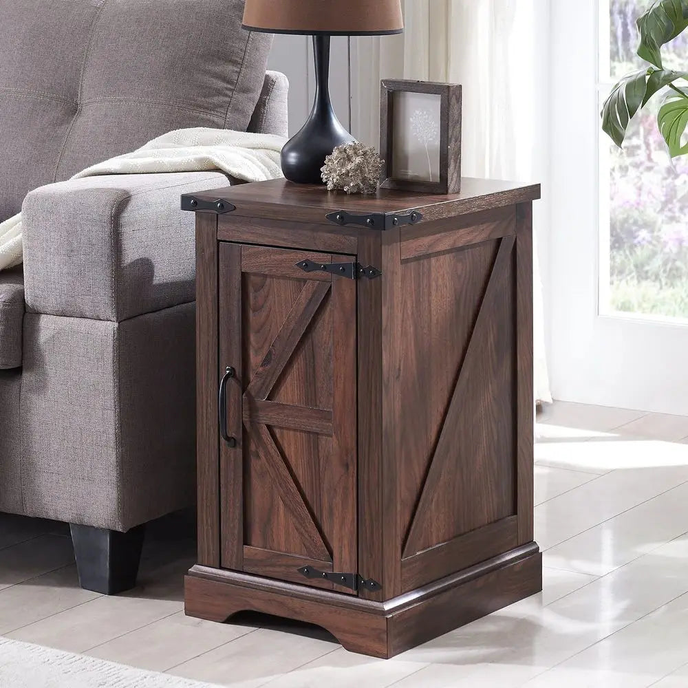 Farmhouse Nightstand Set of 2 With Charging Station