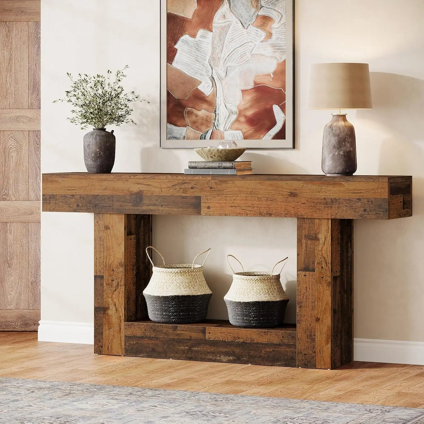Tribesigns Farmhouse Console Table With U Shaped Base Entryway