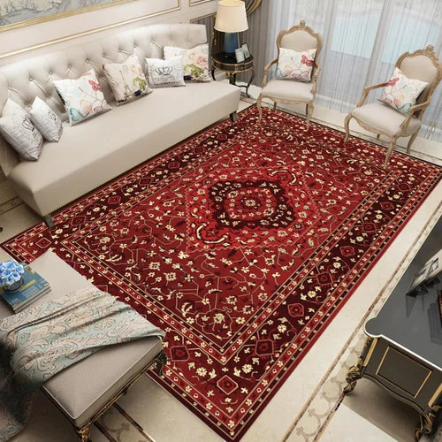 Geometric Persian Style Area Rug For Living Room And Bedroom Polyester Carpet