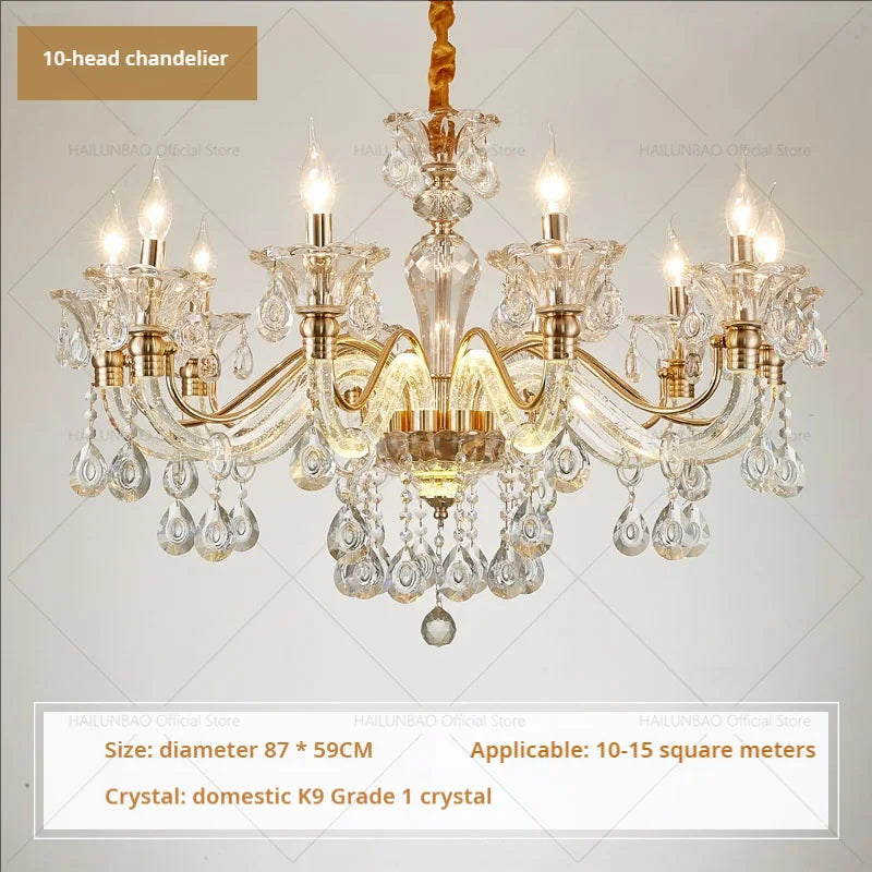 Hot European Style Villa Duplex Living Room Candle Crystal Chandelier Fashion Hotel Lobby Lobby Project Simple Lighting Lighting