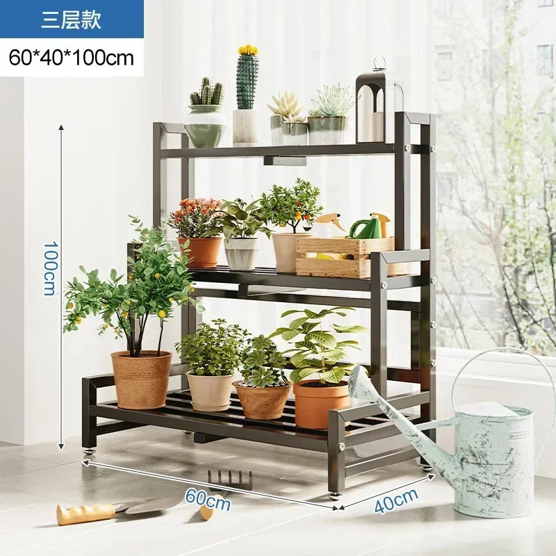 Tiered Display Plant Rack Shelf Universal Outdoor Metal Square Plant Rack Shelf Luxury Black Plantenrek Balcony Furniture