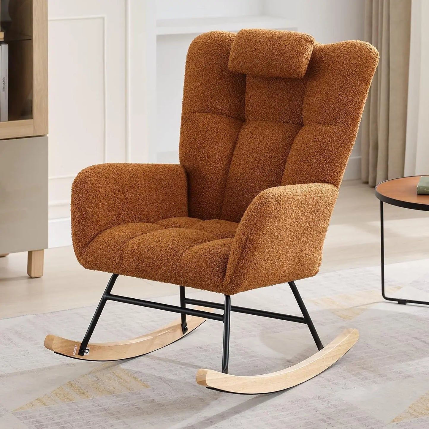 HiMISS High Back Rocking Chair With Headrest And Padded Seat