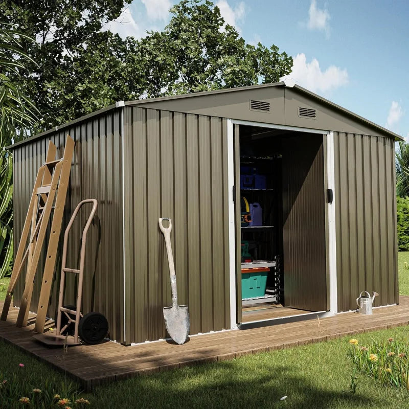 Outdoor Storage Shed Waterproof Lockable With Sliding Door And Ventilation