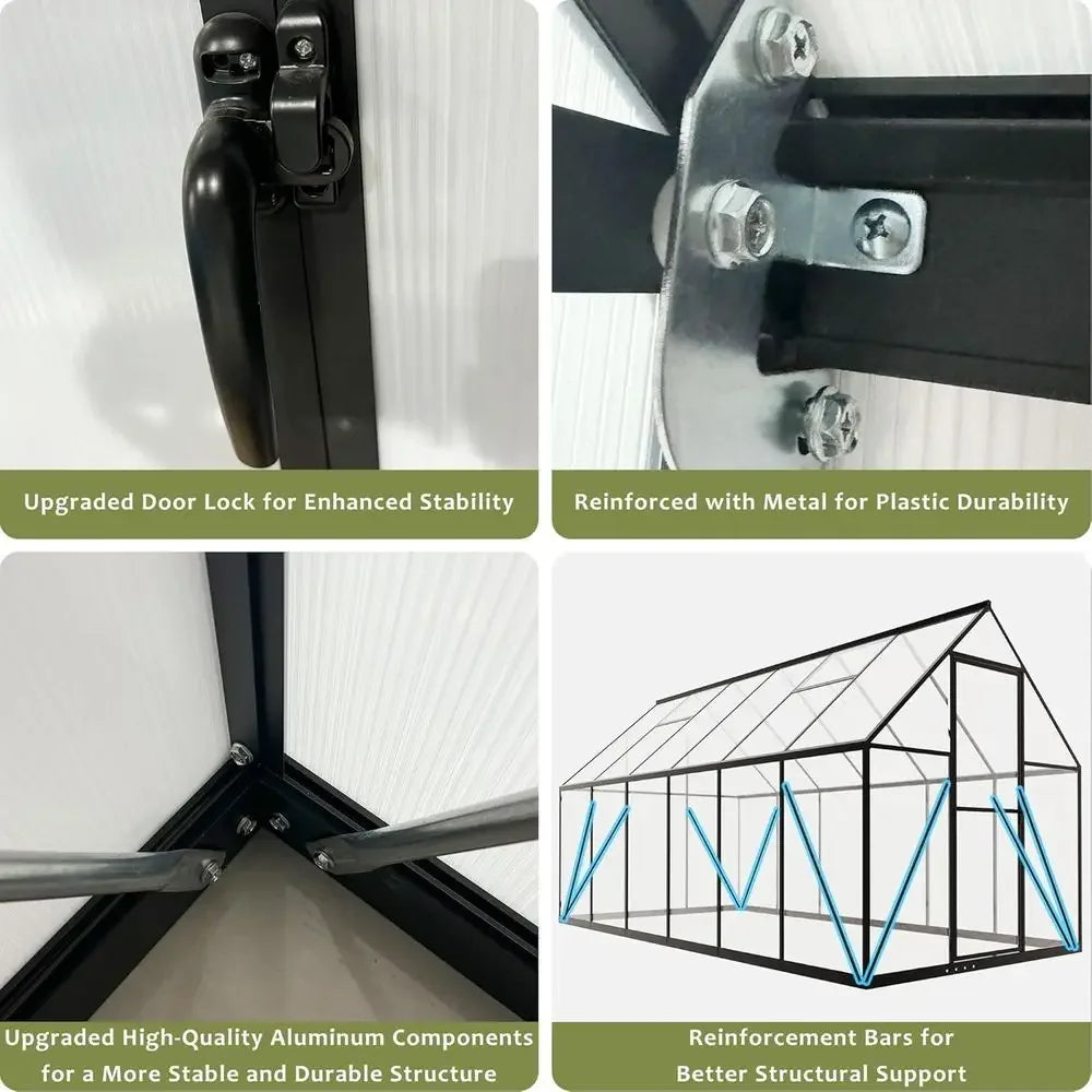 Durable Polycarbonate Walk-In Greenhouse With Roof Vent