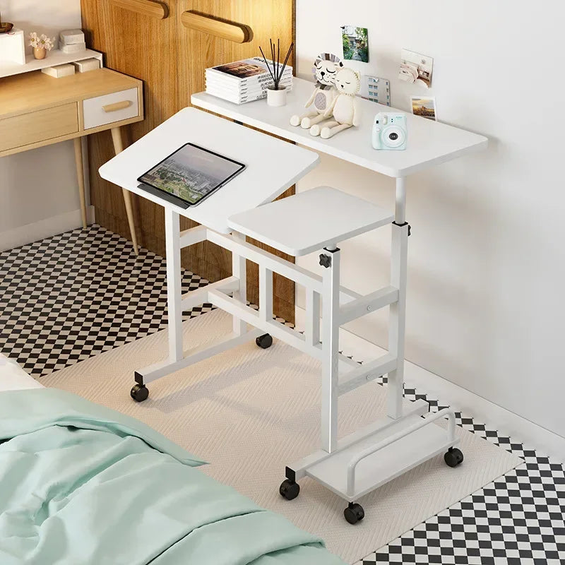Modern Simple desk Standing lifting table Notebook computer table Workbench Movable folding walker table Durable