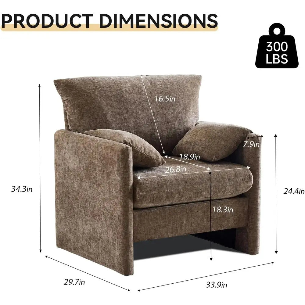 Oversized Two Piece Armchair Set Upholstered Lounge Chair Living Room