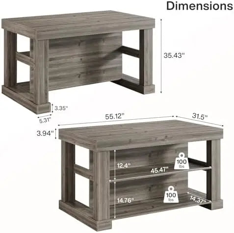 Kitchen Island With Seating And Storage Farmhouse Wood Table