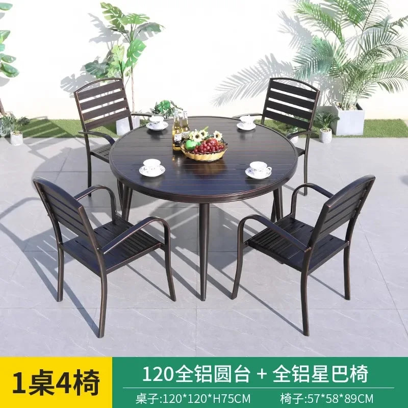 Outdoor Aluminum Alloy Patio Table And Chairs Set For Courtyards