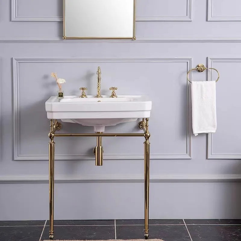 Smvp Floor Standing Ceramic Washbasin With Brass Bracket Durable