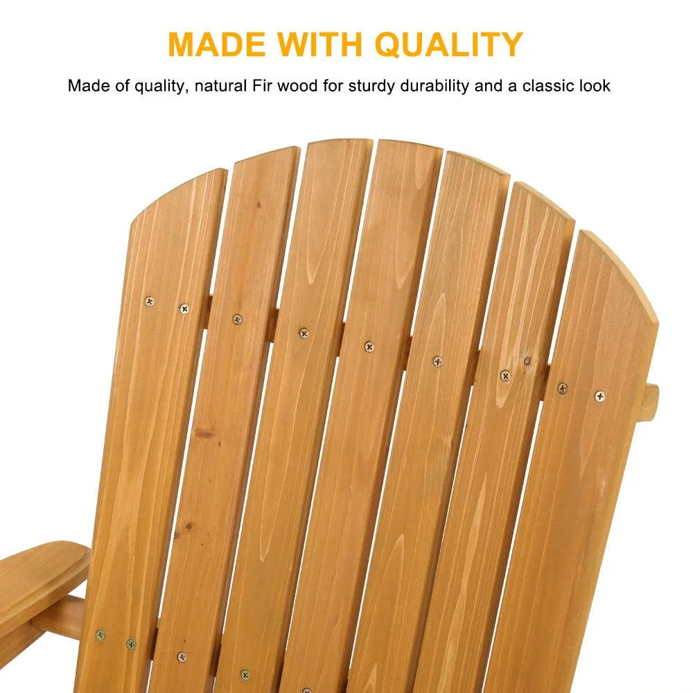 Two Adirondack Wood Foldable Lounge Chairs for Outdoor Patio