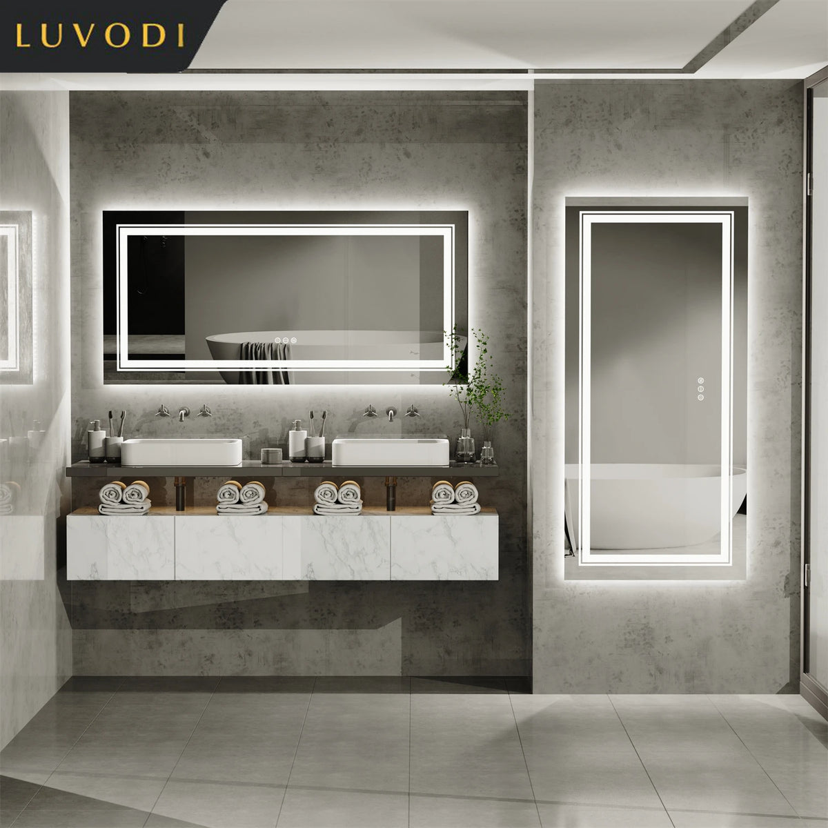 LUVODI Illuminated Bathroom Mirror With Touch Sensor And Anti Fog Lights
