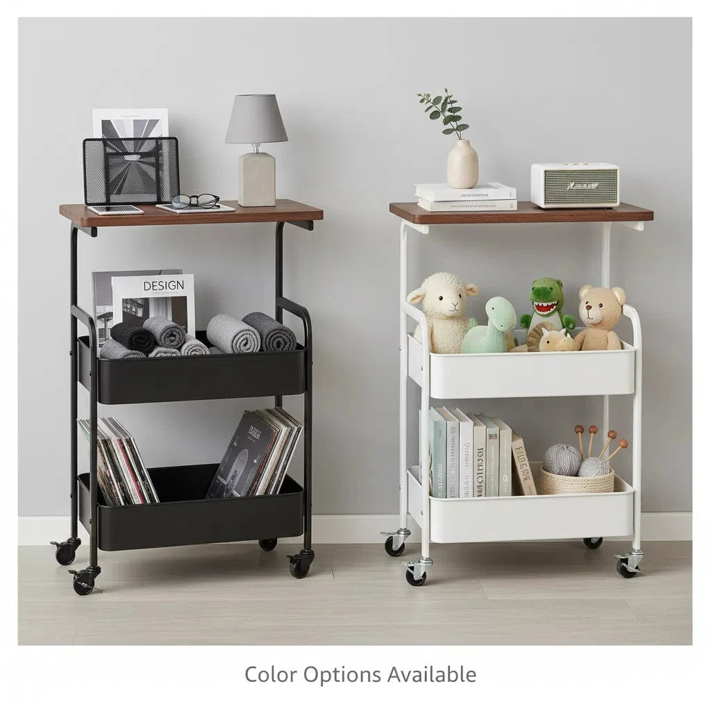 Heavy Duty Steel Rolling Storage Cart With Locking Wheels