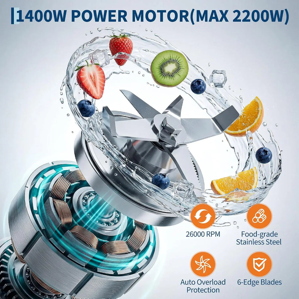 Tacleekii Commercial Blender With Pulse Function For Smoothies And Ice