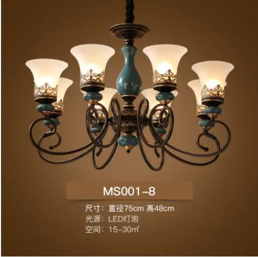 French Style Antique LED Ceramic Chandelier For Living Room