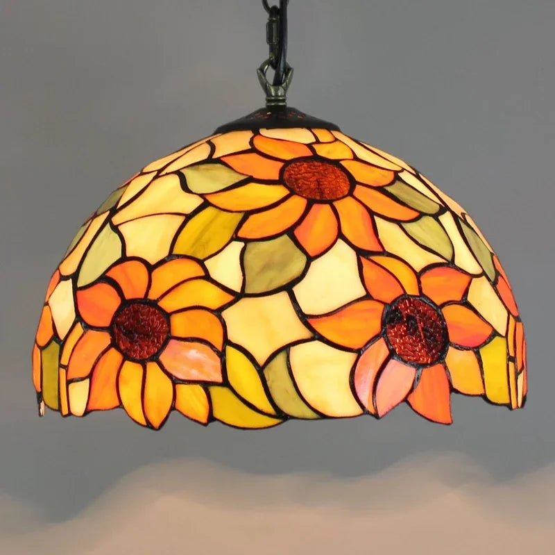 European Retro Colorful Glass Chandelier Bar Restaurant Creative Rural Bedroom Porch Balcony Mediterranean Light Fixture