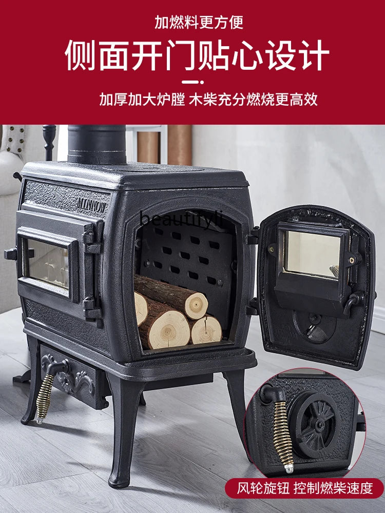 Cast Iron Wood Burning Stove for Reliable Home Heating