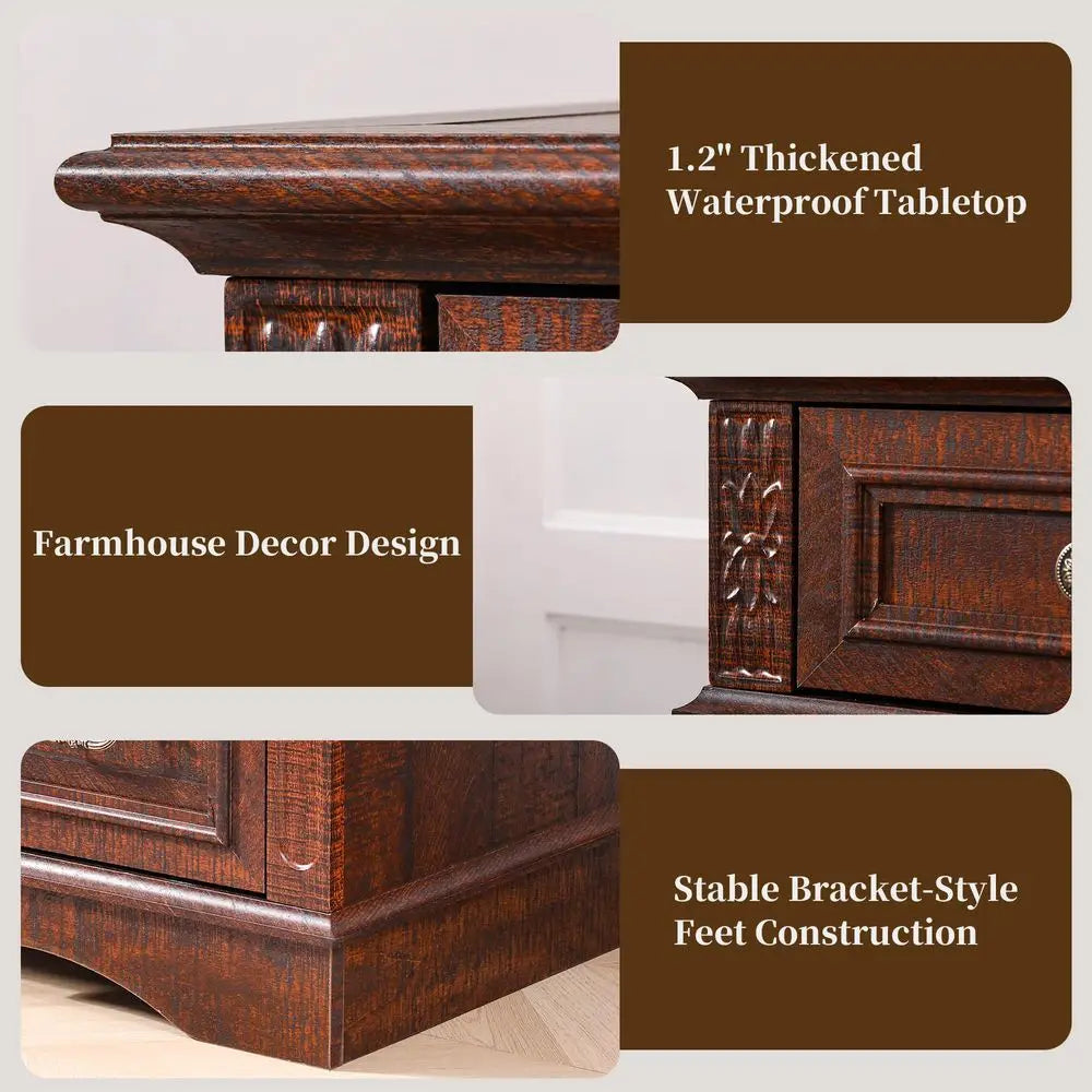 Farmhouse Style Six Drawer Dresser For Bedroom Storage Organization