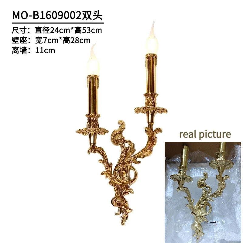 GemSpark European Copper Wall Lamp Vintage Villa Style Living Room
