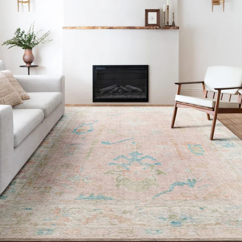 American Retro Plush Living Room Rug Soft Bedroom Carpet Washable