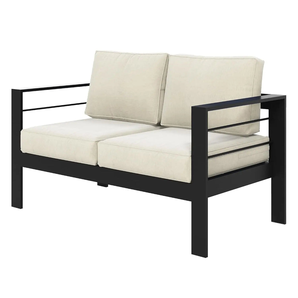 Outdoor Aluminum Patio Loveseat Sofa with Metal Frame and Cushions