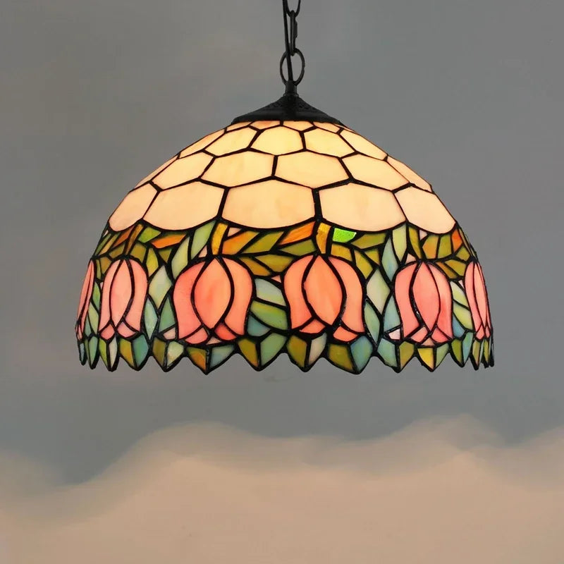 European Retro Colorful Glass Chandelier Bar Restaurant Creative Rural Bedroom Porch Balcony Mediterranean Light Fixture