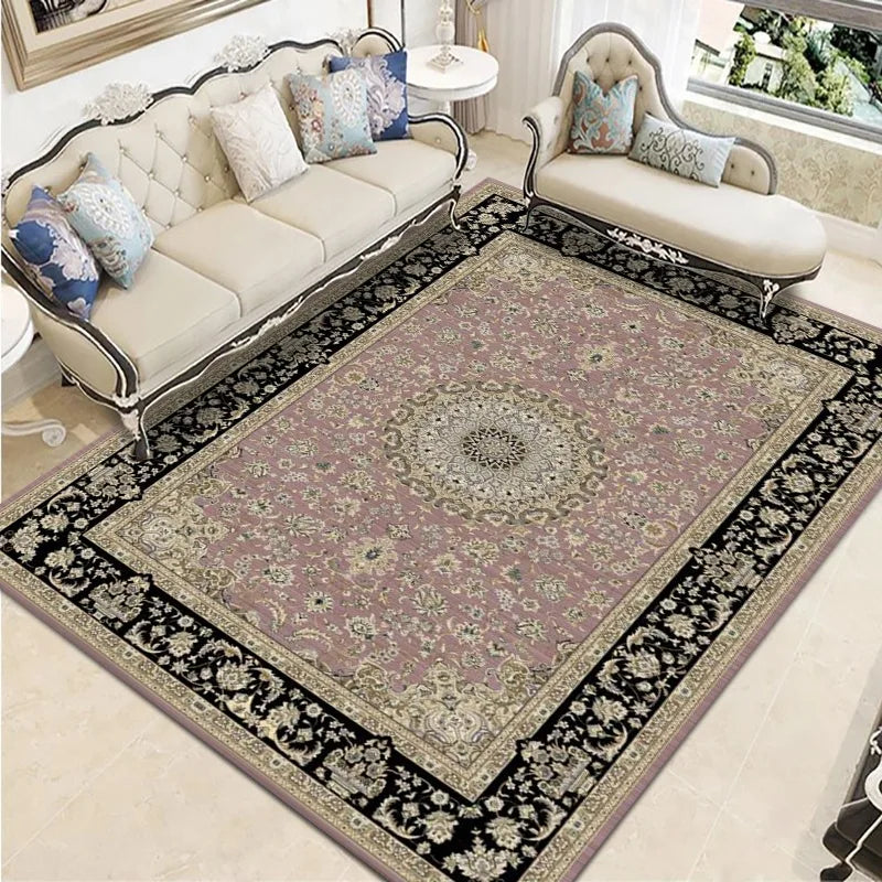 Geometric Persian Style Area Rug For Living Room And Bedroom Polyester Carpet