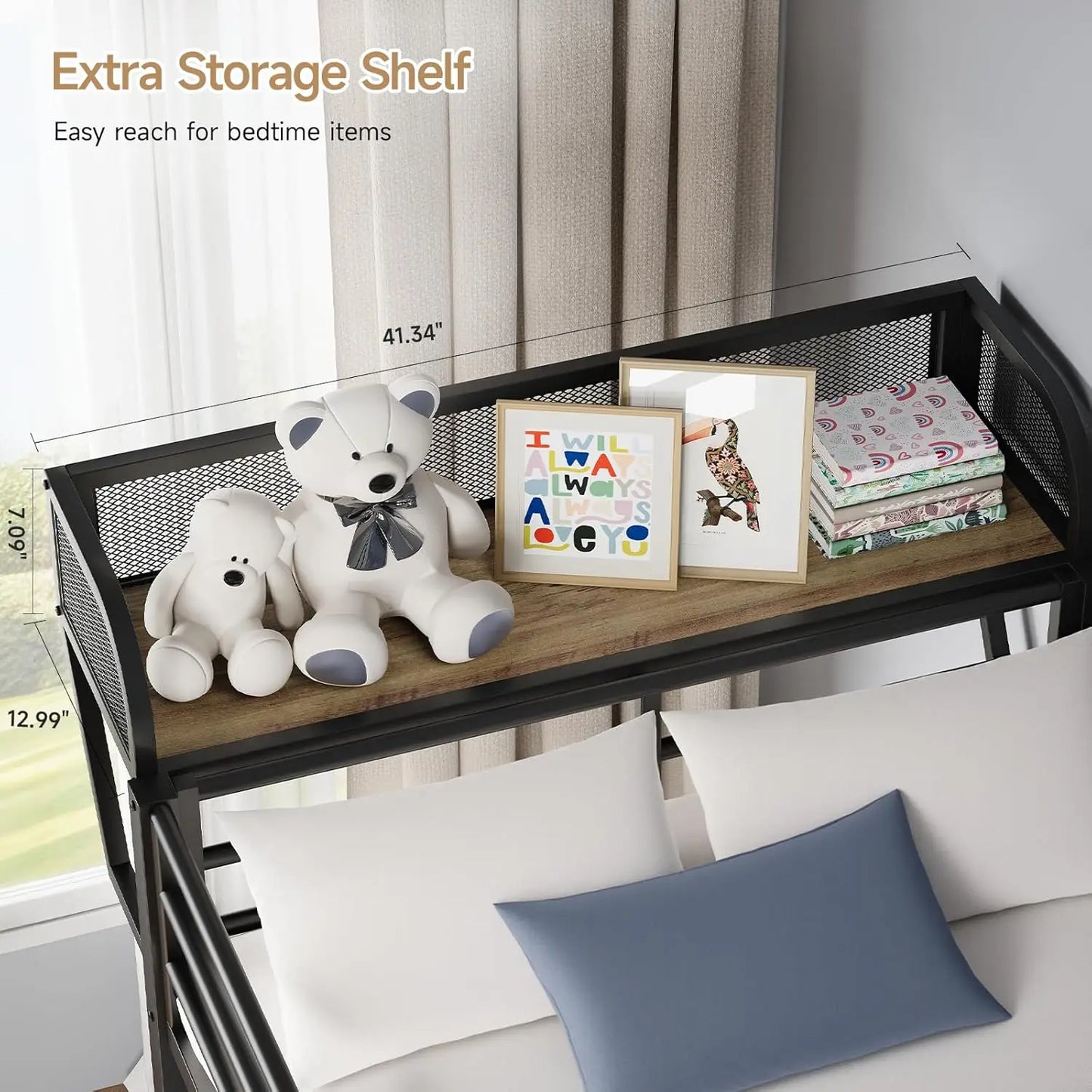 Twin Over Twin Bunk Bed With Charging Desk Heavy Duty