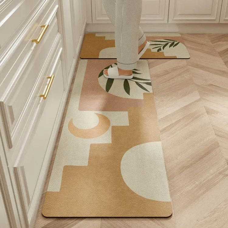 Facaishu Waterproof Kitchen Floor Mat PVC Leather Non Slip Rug
